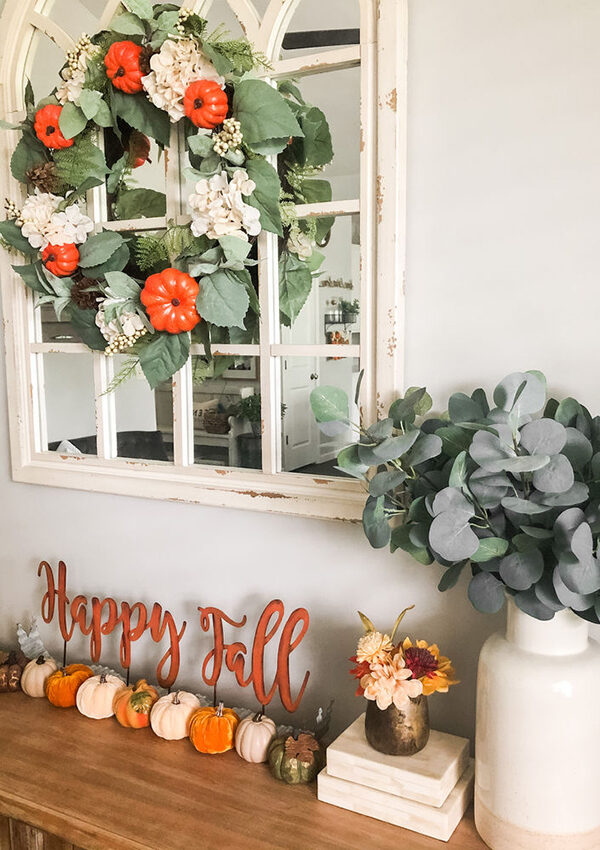 Fall inspired console table styling