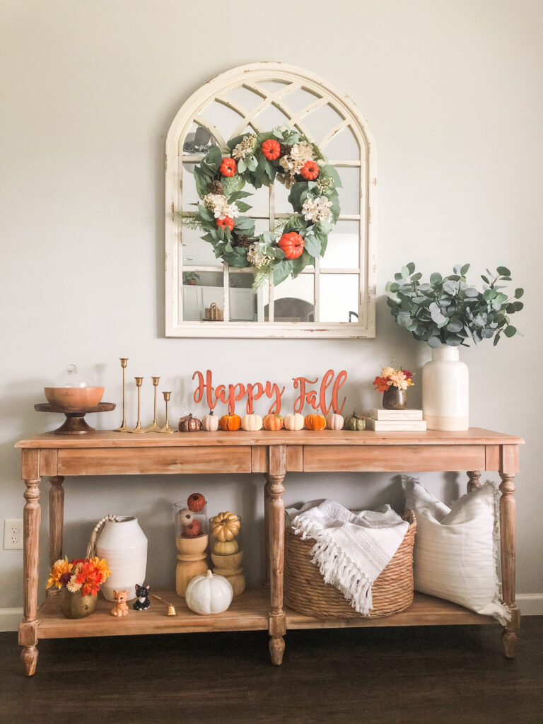 fall inspired console table styling 1