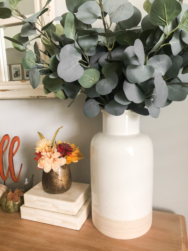 fall inspired console table styling